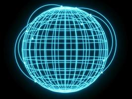 3D Rendering Illustration Sphere Glowing neon light   for future premium product and technology business finance photo