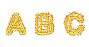 realistische feuer schrift text abc buchstaben des alphabets, feuer stil alphabet texteffekt png