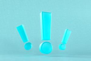 blue 3D exclamation marks levitating photo