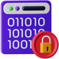 Binary code lock 3d rendering isometric icon. png