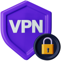 VPN lock 3d rendering isometric icon. png