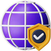 Global protection 3d rendering isometric icon. png