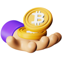 ícone isométrico de renderização 3d token bitcoin. png