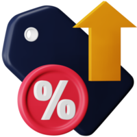 Increase discount 3d rendering isometric icon. png