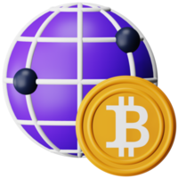 Bitcoin-Netzwerk 3D-Rendering isometrisches Symbol. png