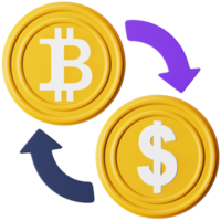 Bitcoin exchange 3d rendering isometric icon. png