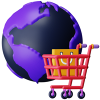 ícone isométrico de renderização 3d de compras global. png