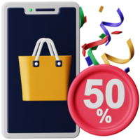 Online shopping discount 3d rendering isometric icon. png