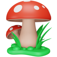 Mushroom 3d rendering isometric icon. png