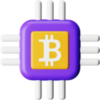 bitcoin cpu minería 3d renderizado icono isométrico. png