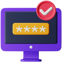 Verified password 3d rendering isometric icon. png