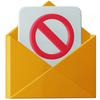 icono isométrico de representación 3d de correo no deseado. png