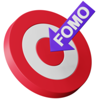 isometrisches symbol für fomo-ziel 3d-rendering. png