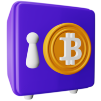 Bitcoin locker 3d rendering isometric icon. png