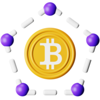 ícone isométrico de renderização 3d bitcoin blockchain. png