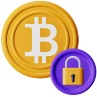 bitcoin säkerhet 3d tolkning isometrisk ikon. png