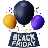 Black friday balloons 3d rendering isometric icon. png