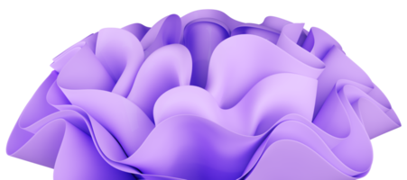 3d abstract layered background. Flower shape. Violet wavy textile for moder fashion design.  Realistic 3d high quality render png