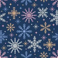 Seamless Pattern with beautiful Snowflakes and Stars vector