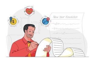 Man Listing New Year's Goals Enthusiastically vector