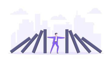 Domino effect or business resilience metaphor vector illustration concept.