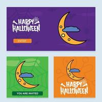 diseño de invitación de feliz halloween con vector de luna