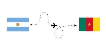 Flight and travel from Argentina to Cameroon by passenger airplane Travel concept vector