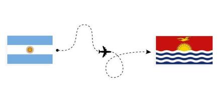 Flight and travel from Argentina to Kiribati by passenger airplane Travel concept vector