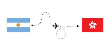 vuelo y viaje de argentina a hong kong por concepto de viaje en avión de pasajeros vector