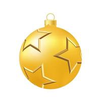 Yellow Christmas tree toy or ball Volumetric and realistic color illustration vector