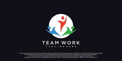 Team work logo design with modern style Premium Vector