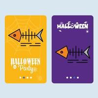 diseño de invitación de halloween feliz con vector de calavera de pescado