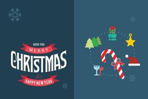 tarjeta de feliz navidad con diseño elegante y vector de tipografía