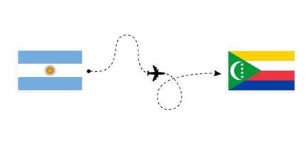 vuelo y viaje desde argentina a comoras por concepto de viaje en avión de pasajeros vector