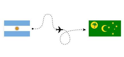 vuelo y viaje desde argentina a las islas cocos por concepto de viaje en avión de pasajeros vector