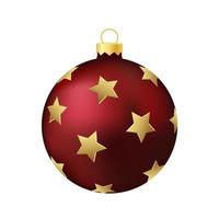 Dark red Christmas tree toy or ball Volumetric and realistic color illustration vector