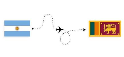 vuelo y viaje desde argentina a sri lanka por concepto de viaje en avión de pasajeros vector