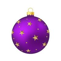 Juguete de árbol de navidad violeta púrpura o bola volumétrica y ilustración de color realista vector