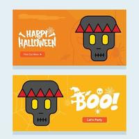 Happy Halloween invitation design with skull vector