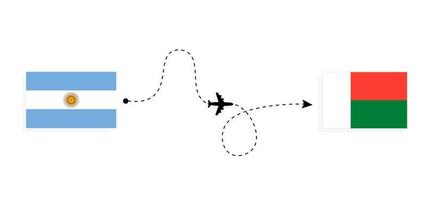 vuelo y viaje desde argentina a madagascar por concepto de viaje en avión de pasajeros vector