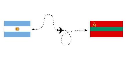 Flight and travel from Argentina to Transnistria by passenger airplane Travel concept vector