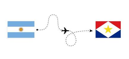 vuelo y viaje desde argentina a saba por concepto de viaje en avión de pasajeros vector