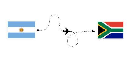 vuelo y viaje desde argentina a sudáfrica por concepto de viaje en avión de pasajeros vector