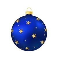 juguete de árbol de navidad azul o bola volumétrica y ilustración de color realista vector