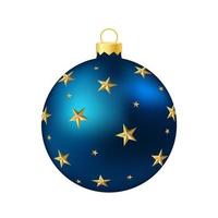 Dark blue Christmas tree toy or ball Volumetric and realistic color illustration vector