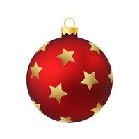 Red Christmas tree toy or ball Volumetric and realistic color illustration vector