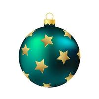 Dark green Christmas tree toy or ball Volumetric and realistic color illustration vector