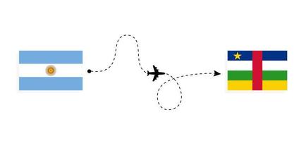 Flight and travel from Argentina to Central African Republic by passenger airplane Travel concept vector