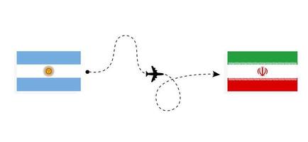 vuelo y viaje de argentina a irán por concepto de viaje en avión de pasajeros vector