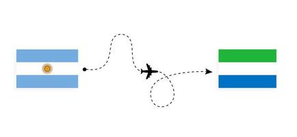 vuelo y viaje desde argentina a sierra leona por concepto de viaje en avión de pasajeros vector